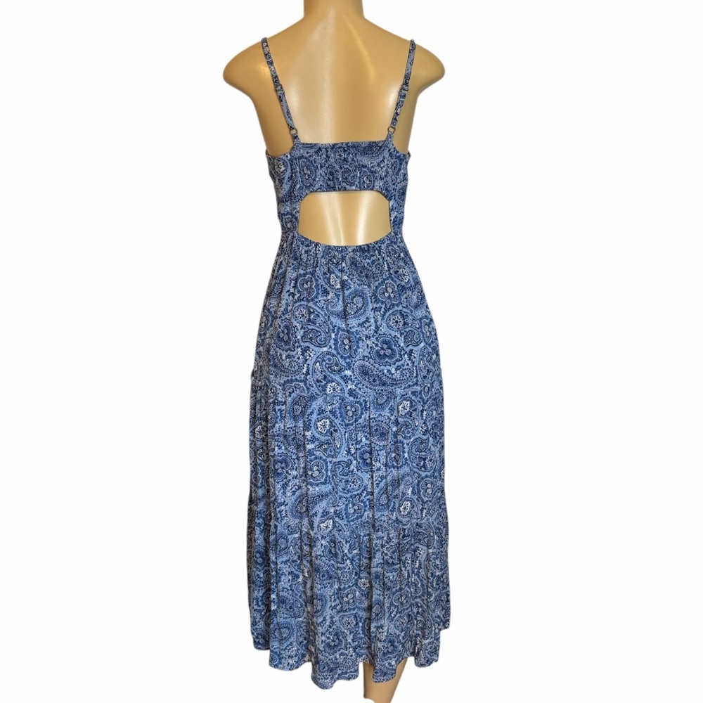 Hollister Ruffle Blue Paisley Midi Dress medium - Picture 2 of 7